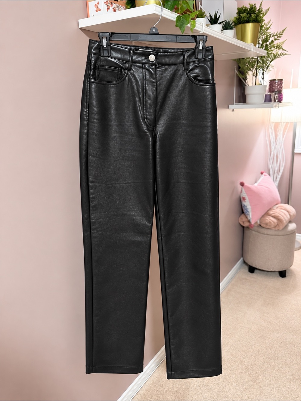 Wilfred Melina Black Faux Leather Straight-Leg Pants